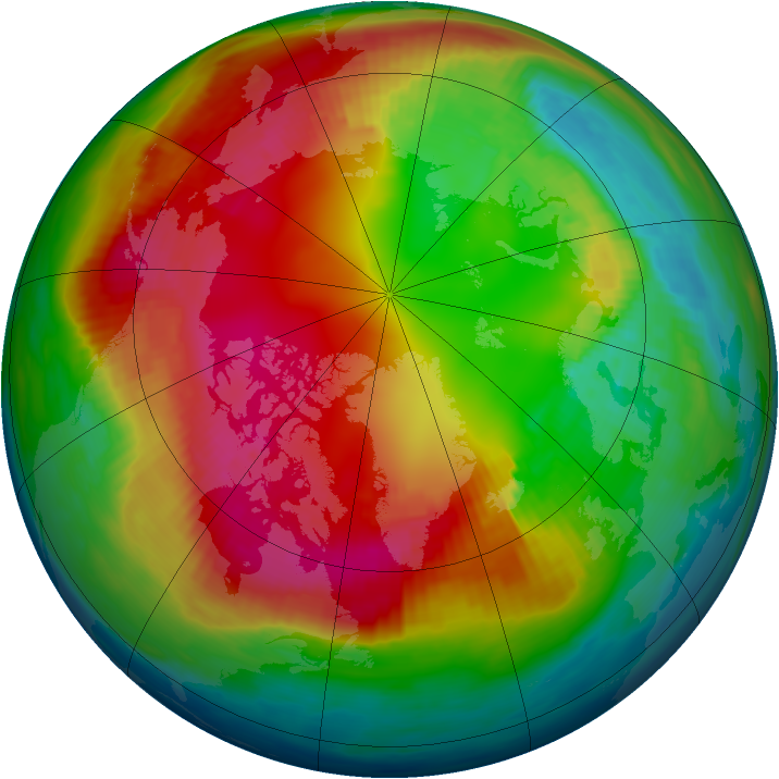 Arctic ozone map for 10 February 1990
